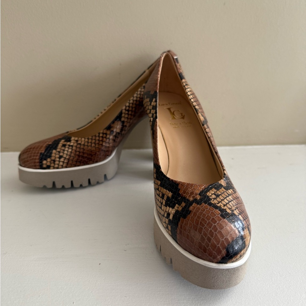 New In Box Luca Grossi Oriana 3901 Cognac Python Print Heels Size 38/US 8 - Picture 13 of 14
